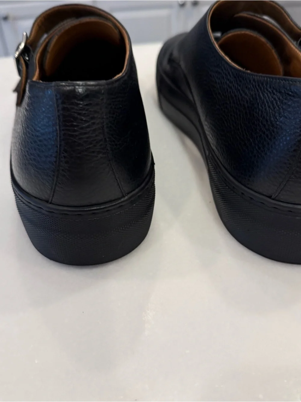 United Arrows Men’s Double Monk Shoes Sneakers Black Leather Sz US 10.5  EU44NEW
